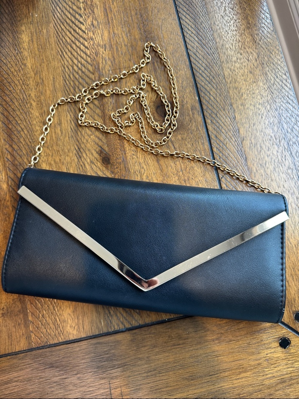 Aldo Black Clutch with Gold Accent Chain - Picture 4 of 7